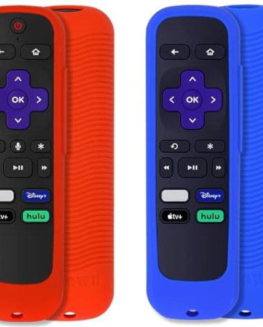 PINOWU [2 Pack] Universal Remote Shell Compatible with TCL Roku Smart TV Steaming Stick Remote,Roku Voice Remote, Roku Premiere, Roku 2, Roku 3, Roku 4 Remote with Lanyard (Red and Blue)