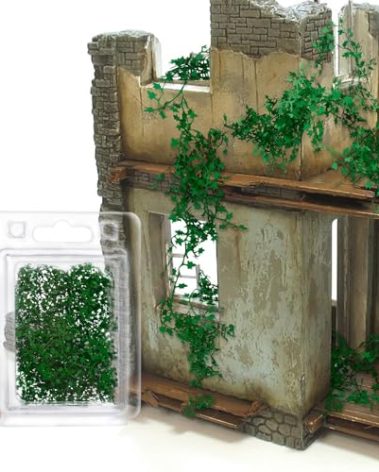 Warmtree Realistic Miniature Vines Simulation Vine for DIY Mini Model Railway Fairy Garden Architecture Diorama Scenery Landscape Layout (Dark Green)