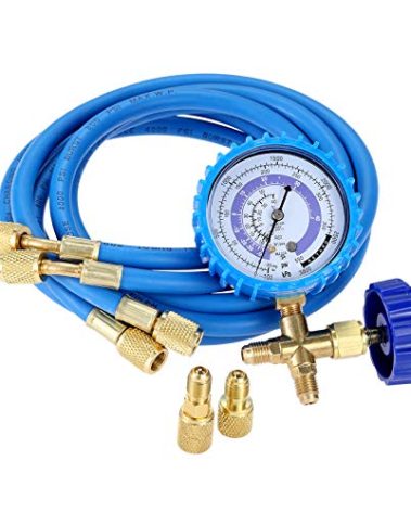 SURIEN R410A Recharge Kit AC Charging Hose, R410A R134A R22 Manifold Gauge Hose Set for Air Condition Refrigeration Charging, with R410a Adapter 1/4" SAE to 1/2" & 5/16'' for Mini Split System