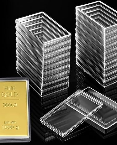Ctosree 10 Pcs 10 oz Silver Bar Case Clear Gold Bar Storage Box Acrylic Storage Container Fit for 10 Ounce Silver Bars