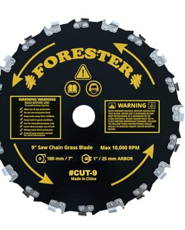 Forester Chainsaw Brush Cutter Blade + File Set - 9in x 20 Teeth | Fits Most Straight Shaft Trimmers | Conversion Kit Sold Separately