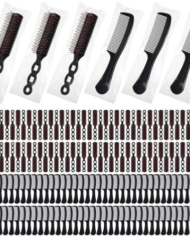 Baderke 200 Pcs Hair Brushes Bulk Combs Set for Homeless Individually Wrapped Bulk Brush Widen Combs for Curly Hair Suitable for Women Men Shelter Nursing Hotel Church Charity Supply(Black)