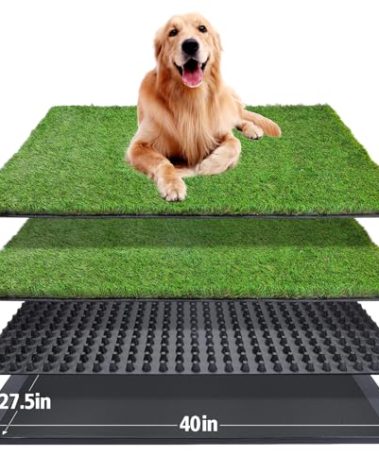 Dog Grass Pad with Tray,40''X27.5''Large Artificial Turf Grass Potty,XL Reusable 3-Layer Dogs Pee Potty Grass Pads, Easy to Clean Portable Dog Litter Box for Indoor/Outdoor Potty Training Toilet
