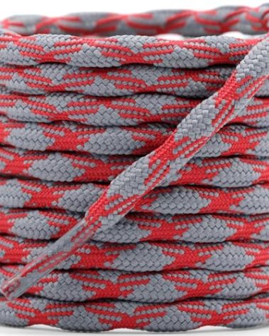 DELELE 2 Pair Round Wave Shape Non Slip Heavy Duty and Durable Outdoor Climbing Shoelaces Dark Gray&Red Hiking Shoe Laces Shoestrings-94 inch