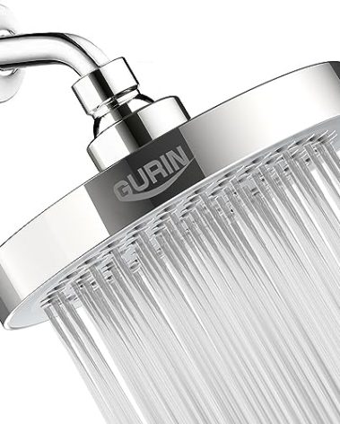 GURIN Shower Head High Pressure Rain Shower head - 6 Inch Luxury Design with Adjustable Angles, Anti-Clogging Nozzles, Easy 1-Min Install, Premium Chrome Finish for Bathroom (2.5 GPM)