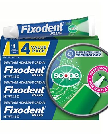 Fixodent Plus Scope Secure Denture Adhesive 2.0oz (Pack of 4)