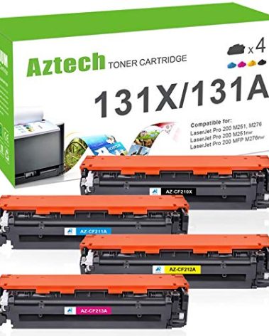 Aztech Compatible Toner Cartridge Replacement for HP 131X 131A CF210X CF210A CF211A CF212A CF213A (Black/Cyan/Yellow/Magenta, 4-Pack)