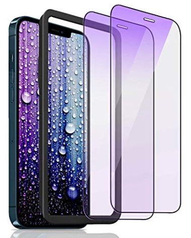 ZUSLAB [2 Pack] Glass Screen Protector Compatible with Apple iPhone 12 Pro Max (6.7''), Anti-Blue Light [Eye Protection] Ultra Clarity Glass Film Easy Installation