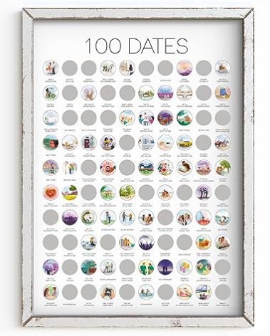 Ivvy & Co. TBD 100 Date Scratch Off Poster - Date Night Wish List Anniversary for Couples Date Night Ideas Birthday for Women