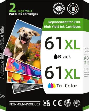 InkSpirit 61XL Ink Cartridge Black and Color Combo Pack for 61XL 61 XL Ink for HP 61 Ink Cartridge Works with Envy 4500 5530 4501 4502 1000 1010 1050 1510 2050 2510 2540 2620 4630 Printer (2 Pack)