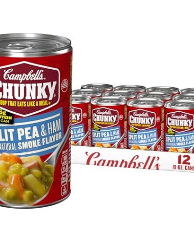 Campbell’s Chunky Soup, Split Pea Soup With Ham, 19 Oz Can (Case of 12)