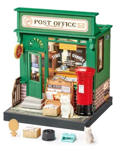 Rolife DIY Mini Building House Miniature Kit-Century Post Office, Miniature Lifestyle Mini Bookshelf Decoration, DIY Hobbies/Gifts for Craftsman (Century Post Office)