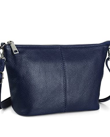 befen Blue Crossbody Bags for Women, Genuine Leather Crossbody Purses Shoulder Handbags for Travel with RFID Card Slots - Medium Navy Blue