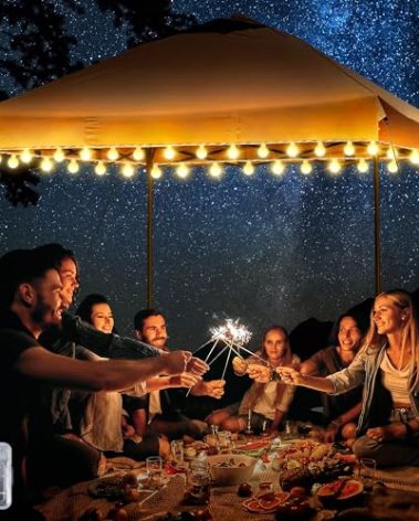 ElectricWise 1 Pack LED Canopy Lights, 40ft 80LED Battery Powered Canopy Tent Lights Outdoor with 8 Modes, Warm White Canopy String Light for 10' x 10' Pop up Canopy Tent