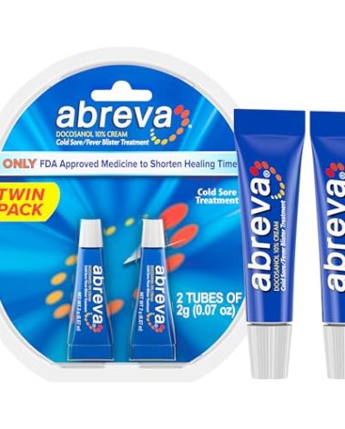 Abreva 10 Percent Docosanol Cold Sore Treatment, Treats Your Fever Blister in 2.5 Days - 0.07 oz Tube x 2