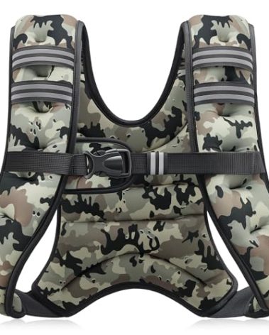 ZELUS Weighted Vest, 6lb/8lb/12lb/16lb/20lb/25lb/30lb Weight Vest for Men Women with Storage Pocket & Reflective Strips for Workout Strength Training Running Muscle Building, Desert Camo (12 lb)