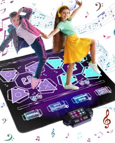 Hengyarici Double Dance Mat Ideas for Dance Challenge Palymat, Optional Single & Double Player Game Modes, Built-in Music, Three Levels of Difficulty Toys Gift for Ages 3-12 (Classic Edition)