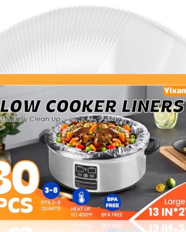 30 Pack Slow Cooker Liners, Large Size 13"x 21" Cooking Bags Disposable Pot Liners, Plastic Slow Cooker Bags Fits 3-8 Quarts, BPA Free, Suitable for Oval & Round Pot