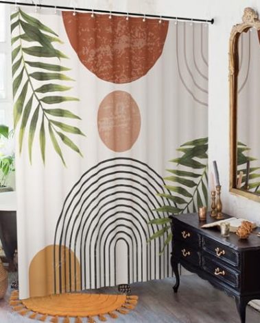 KIBAGA Beautiful Boho Shower Curtain for Your Bathroom - A Stylish 72" x 84" Modern Mid Century Curtain That Fits Perfect to Every Bath Decor - Ideal to Brighten Up Your Bohemian Bathroom at Home