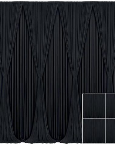 8 Panels Black Backdrop Curtain for Parties Wrinkle Free Black Photo Curtains Backdrop Drapes Fabric Decoration for Birthday Party Wedding 40ft(W) x 10ft(H)