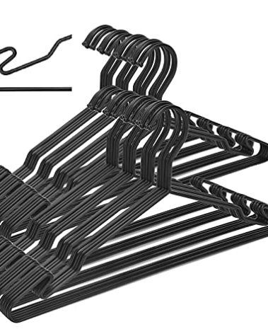 Luxurious Hanger Set Heavy Duty Metal Hangers with Unique Hook Design Durable & Sturdy Coat Hangers 4mm Thick Withstands 25lbs Weight Smooth Powder Coated Finish Compact Shirt Hangers - 40 Pack Black