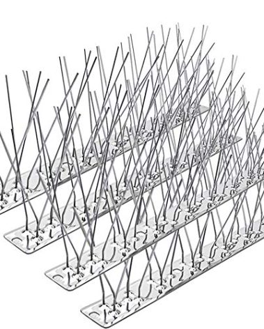 PANGCH Bird Spikes,Stainless Steel Bird Spikes Metal Bird Spikes Fence Spikes Easy to Install - 5 Strips 4.1 Feet Coverage