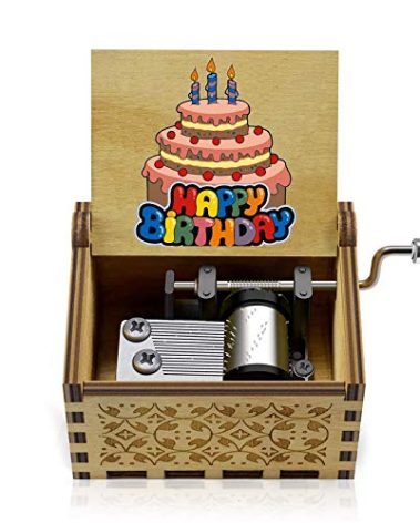 Happy Birthday Wooden Mini Colorful Music Box Hand Crank Wood Vintage Classic Musical Box Hand-Operated Birthday Gifts for Mom Dad Daughter Son Boys Girls Friends