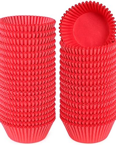 Caperci Standard Red Cupcake Muffin Liners 500-Count, No Smell, Food Grade & Grease-Proof Paper Baking Cups (Red)