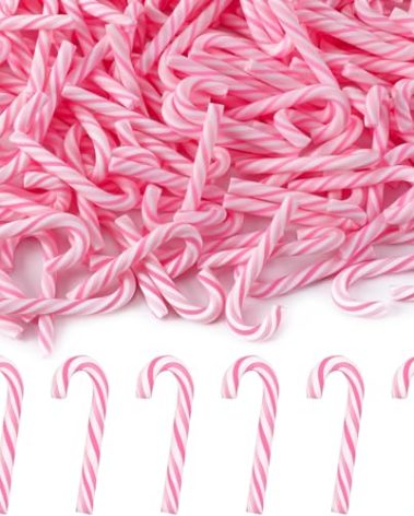 kaiolbly 80pcs Mini Christmas Candy Cane for Crafts，Pink Fake Candy Decor Peppermint Ornaments Xmas Table Scatters Pink and White Candy Vase Filler for Decorations Party Favors Supplies