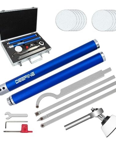 DEEFIINE Carbide Tip Wood Lathe Turning Tool set With Bowl sander, Lathe Roughing and Finishing Hollowing Tool Interchangeable Aluminum Alloy Handle with 4pcs Carbide Inserts For Woodturning