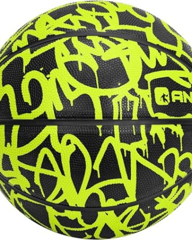 AND1 Fantom Graffiti Rubber Basketball Game Ready, 27.5 Inches, Youth Size 5, Made for Indoor and Outdoor, Sold Deflated (Pump NOT Included), Volt