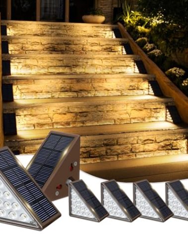 JOFIOS Solar Step Lights for Outside, 6pack Solar Stair Lights Outdoor Waterproof IP67, Outdoor Deck Step Light LED for Garden Stair, Patio, Front Door, Porch, Yard, Sidewalk Decor(Warm Brown)