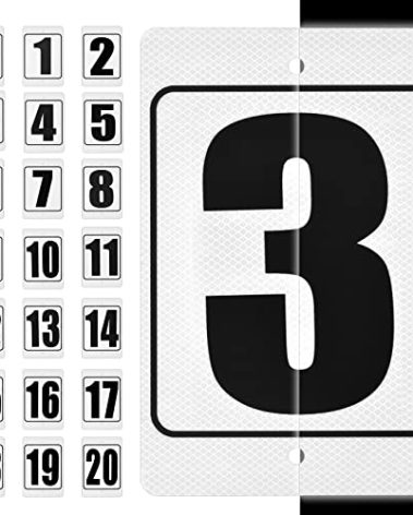8 x 12 inch Reflective Parking Lot Number sign Aluminum Number sign Curbside Number Weatherproof Fade Resistant High-Intensity Grade Aluminum Sign for Outdoor Indoor (Number Sign 3)