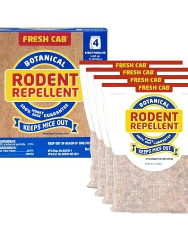 Fresh Cab Rodent Repellent - Botanical Pest Control for Indoor Use - Safe for Kids & Pets When Used As Directed - Made with Plant Fibers, Balsam Fir Essential Oil & Fragrance - 4-Pack
