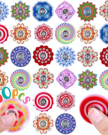 50 Pack Fidget Spinner for Kids, Mini Sensory Fidget Toys Bulk Adults Kids with Autism ADHD, Christmas Stocking Stuffers Gifts Anxiety Toys Stress Relief Fidgets Classroom Prizes Goodie Bag Stuffers