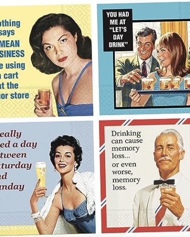 Vintage Cocktail Napkins - Women Men Cocktail Napkins Funny Boxed Variety Pack 40 Total Napkins