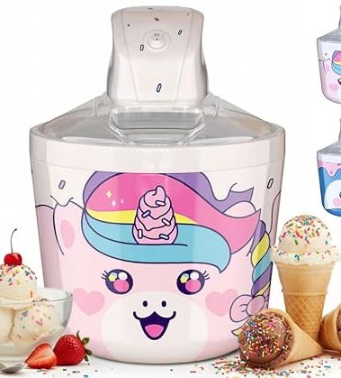 1.2 Quart Unicorn Electric Ice Cream Maker Machine for Kids – Best Countertop Ice Cream Machine for Homemade Soft Serve, Sorbet, Gelato, Frozen Yogurt – Fun & Easy Desserts for Families, easy to Clean