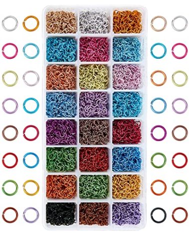 PH PandaHall 8400pcs Aluminum Open Jump Rings 6mm Chainmail Rings Open Jump Rings 24 Color Jewelry Findings for Choker Necklaces Bracelet Earring Chain Maille Jewelry Making
