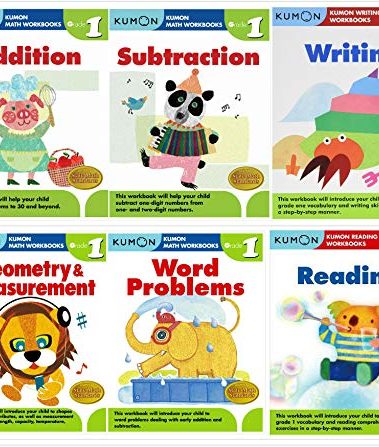 Kumon Grade 1 Complete Set (6 Workbooks) - Addition, Subtraction, Geometry&Measurement, Word Problems, Reading, Writing