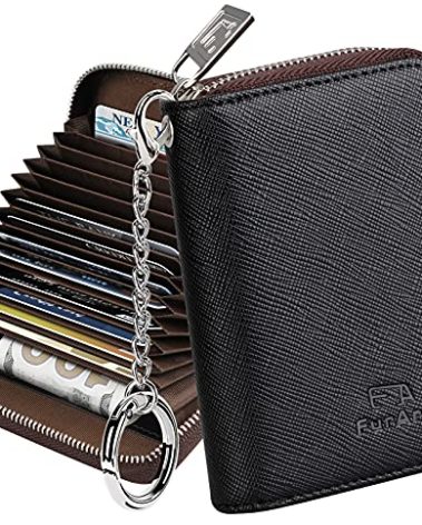 FurArt Zipper Wallet Women, RFID Blocking Credit Card Wallet, Business Card Holder, Compact Size KeyChain Wallet