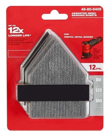 Milwoukee Fits Milwaukee 48-80-5405 80/120/180 Grit Sheets for M12 Orbital Sander,Sandpaper,Sander,Detail Sander,Detail Sanding,Sander Paper - 12 PK
