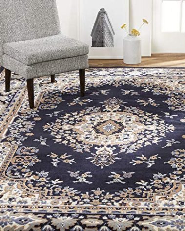 Home Dynamix Premium Sakarya Traditional Medallion Area Rug, Navy Blue/Brown, 5'2"x7'4"