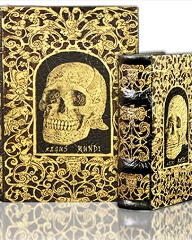 Decorative Skull Jewelry Box & Book Box Set of 2 - Large Faux Wooden Book Boxes Hide Your Keepsakes - Celtic Skull Regis Mundi "King of Death" - Gorgeous - Get Tons of Compliments