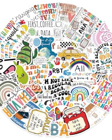 50Pcs Cartoon ABA Stickers for Kids, Applied Behaviour Analysis Vinyl Waterproof Sticker for People Who Care About Children with Autism Water Bottle,Journaling Party Supply Decor for Teens Adults