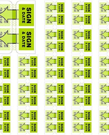 Qeeenar 1250 Pcs Sign and Date Flags Here Tabs Initial Stickers for Office Notebook Annotating Books Notary Books, 1 Inch(Green,Sign & Date)
