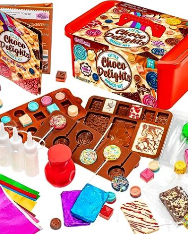 GirlZone Little Choco Delights Maker Kit, Chocolate Making Set for Kids with Candy Bar Molds, Lolly Sticks & Wrappers, Fun Creative Activity, Christmas & Holiday Gift for Girls Ages 8+