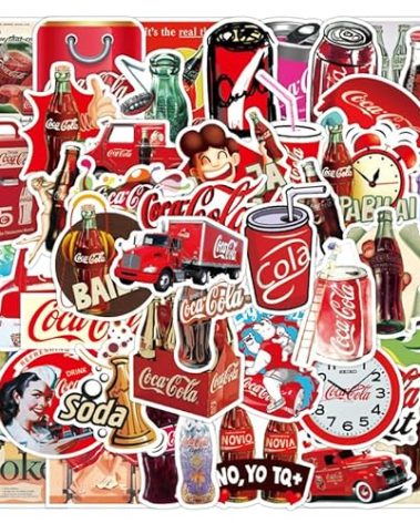50Pcs Coca Cola Stickers for Gifts Laptop Phone Water Bottles Skateboard Luggage Car Bumper, etc FJKT