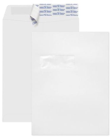 LUXPaper 9 x 12 Open End Window Envelopes | Peel & Press | White | 28lb. Text | 250 Qty