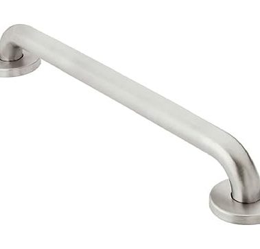 Moen Home Care Bathroom Safety 24 Inch Stainless Steel Handicap Grab Bar for Bathtub and Shower, Slip Resistant Peened Texture, Elderly Assistance Product, Polished Brass, R8724P