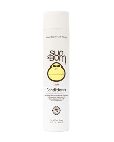 Sun Bum Curls Conditioner - Moisturizing Hair Treatment for Wavy and Curly Hair - Frizz Free Finish - Enrich with Coconut Oil and Seaweed Protein - UV Protecting - Vegan and Cruelty Free - 10 oz
